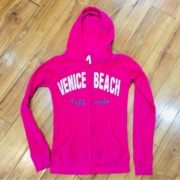 Venice beach California beach Pink waffle knit hoodie venice beach small - Picture 5 of 7